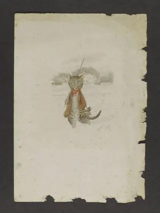Kitten carrying game; illustration to 'The White Cat', by Beatrix Potter, watercolor, 1894