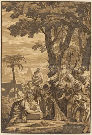 The Finding of Moses, by John Baptist Jackson, ink, 1741
