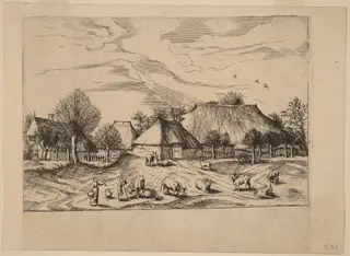 Farms, by Johannes van Doetechum the Elder, ink, 1560