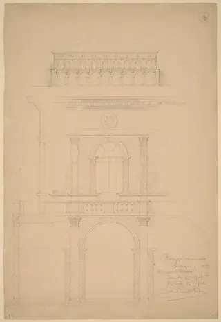 Palazzo Communale, Bologna, by John Russell Pope, graphite, 1898