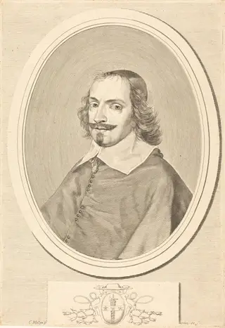 Cardinal Jules Mazarin, by Claude Mellan, ink, 1643