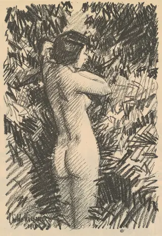 Nude [recto], by Childe Hassam, ink, 1918