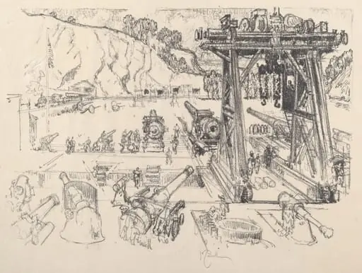 The Gun-Testing Ground, by Joseph Pennell, ink, 1917