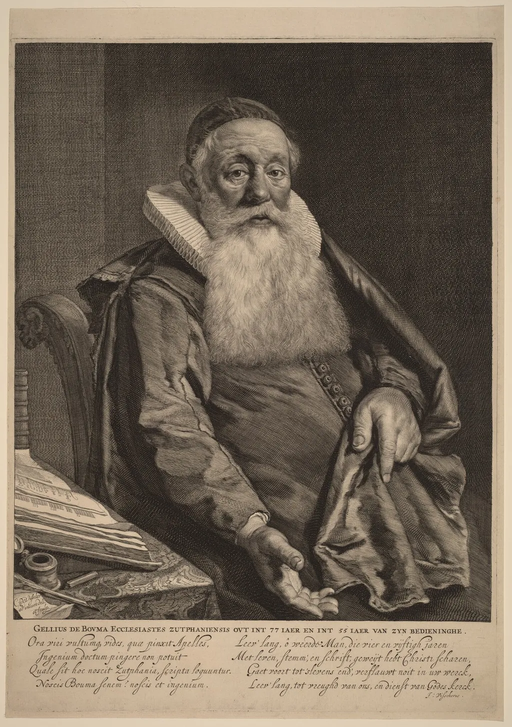Gellius de Bouma, by Cornelis Visscher, ink, 1646