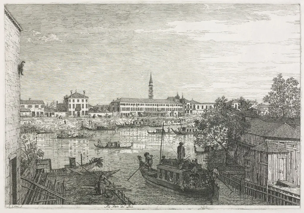 Views:  The Harbor at Dolo, by Canaletto, 1740