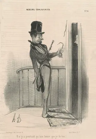 Il n'ya pas pourtant qu'une heure que je tire!, by Honoré Daumier, ink, 1839