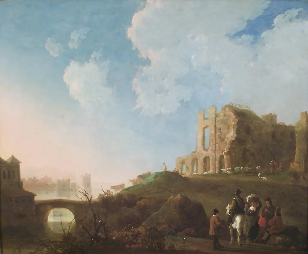Landscape with the ruins of Rijnsburg Abbey, by Aelbert Cuyp, oil, 1645