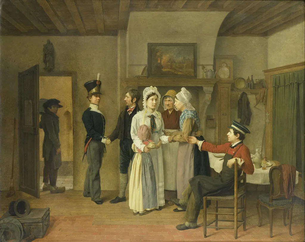 The Soldier's Farewell, by Charles van Beveren, oil, 1828