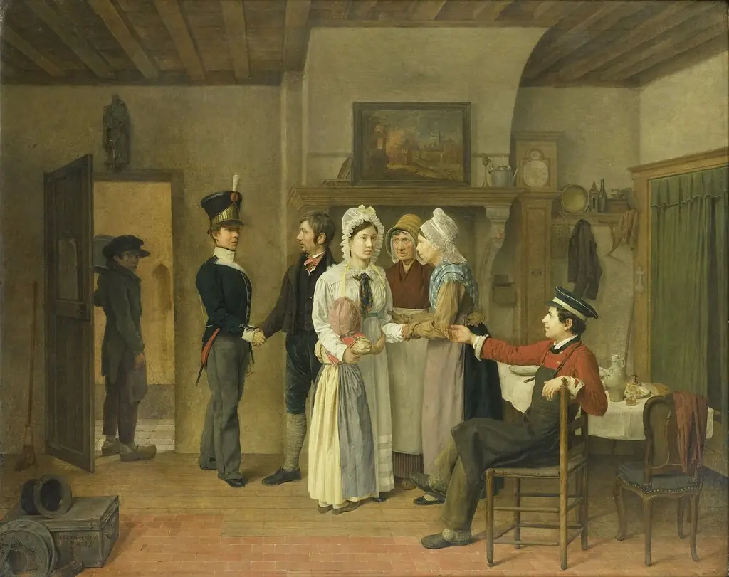 The Soldier's Farewell, by Charles van Beveren, oil, 1828