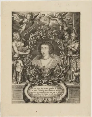 Henrietta Maria (?), by Cornelis Galle I, ink, 1613