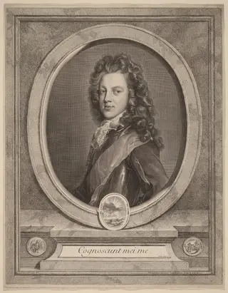 James III, Prince of Wales, by Gerard Edelinck, ink, 1674