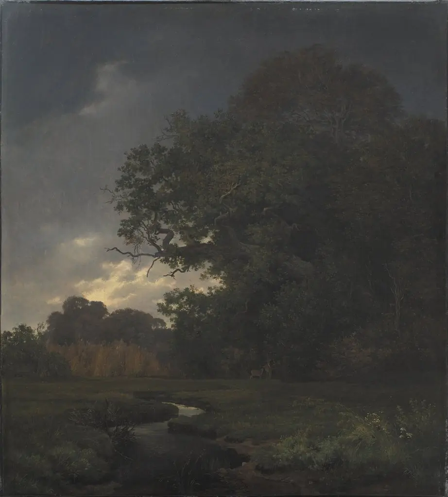Landscape in Cloudy Weather. Late Afternoon, by Johan Lundbye, oil, 1840