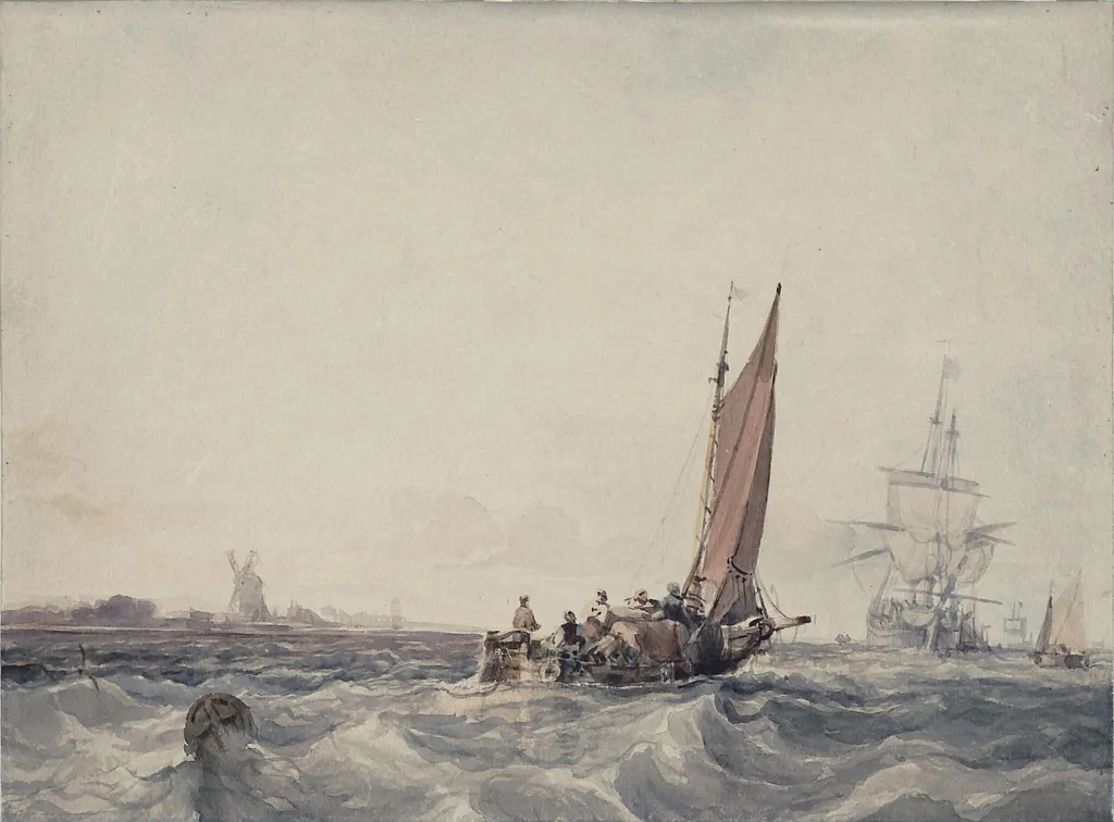 Seascape, by Chambers, watercolor, 1850