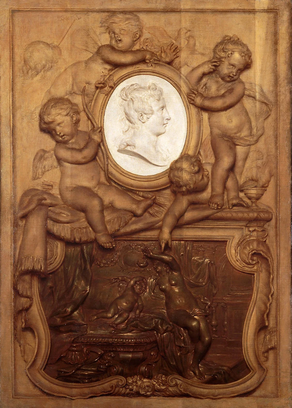Trompe l’oeil: Basrelief mit Amor und Psyche, detail