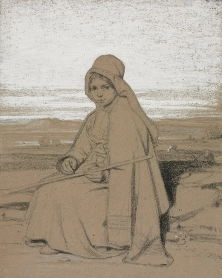 A Seated Shepherdess, detail