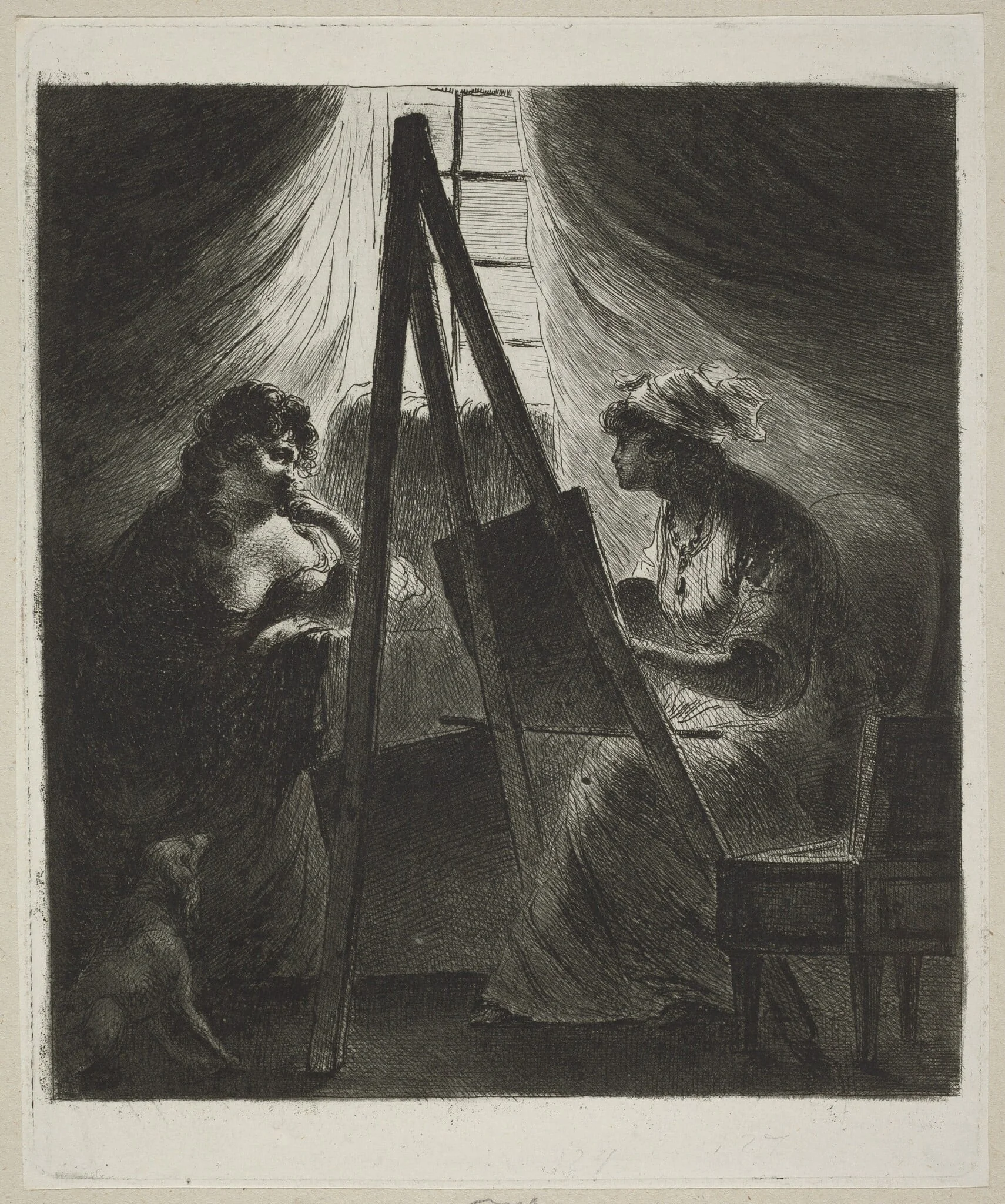 Woman Painter at Easel, detail