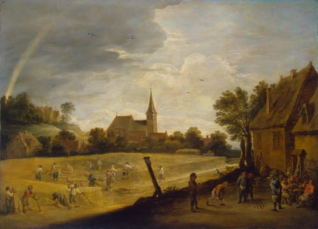Reaping, by David Teniers the Younger, oil, 1644