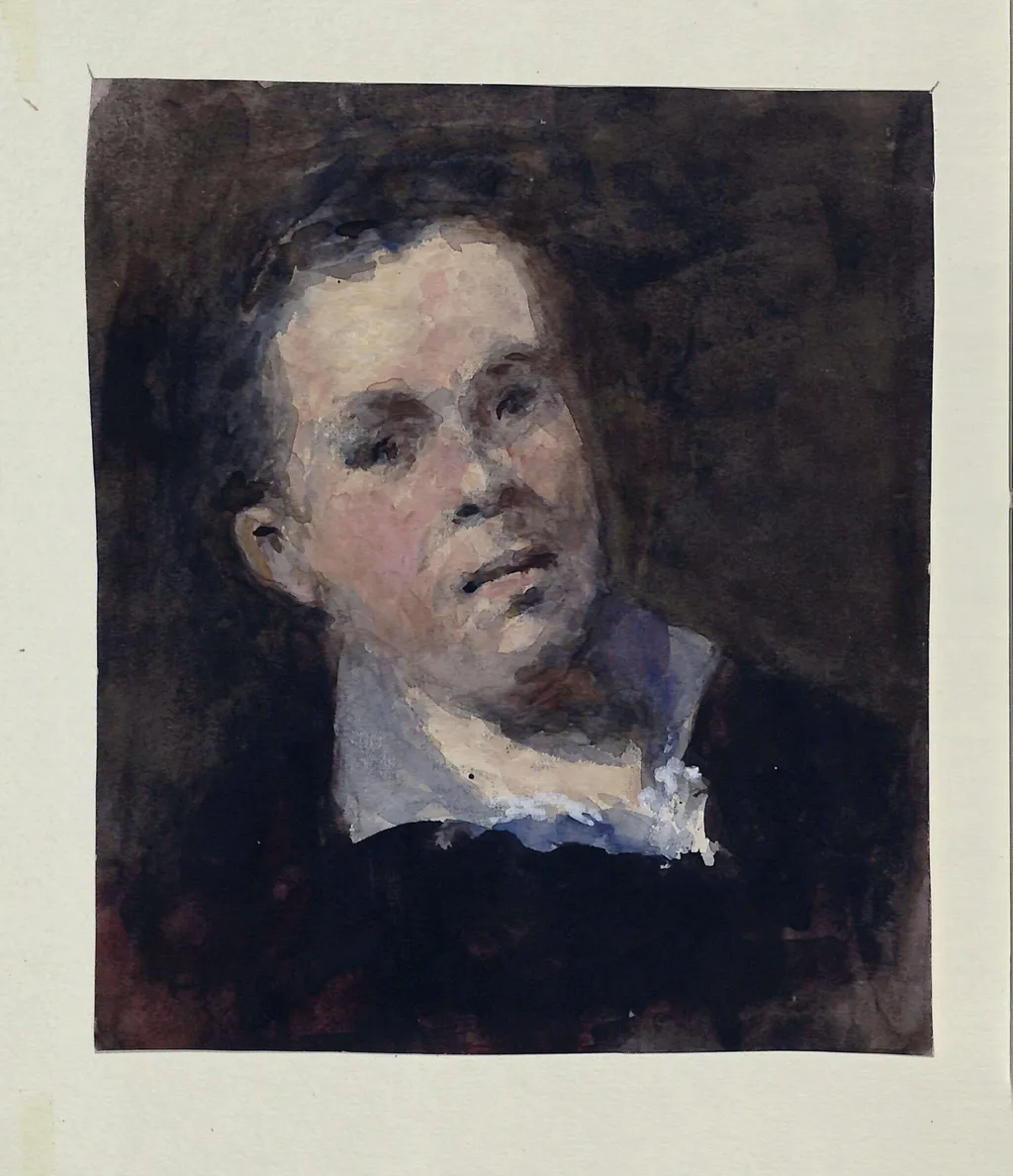 Head of a Man, by Hercules Brabazon Brabazon, watercolor, 1848