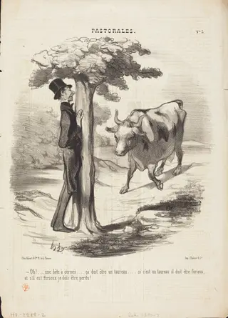 Oh!... une bête a cornes..., by Honoré Daumier, ink, 1845