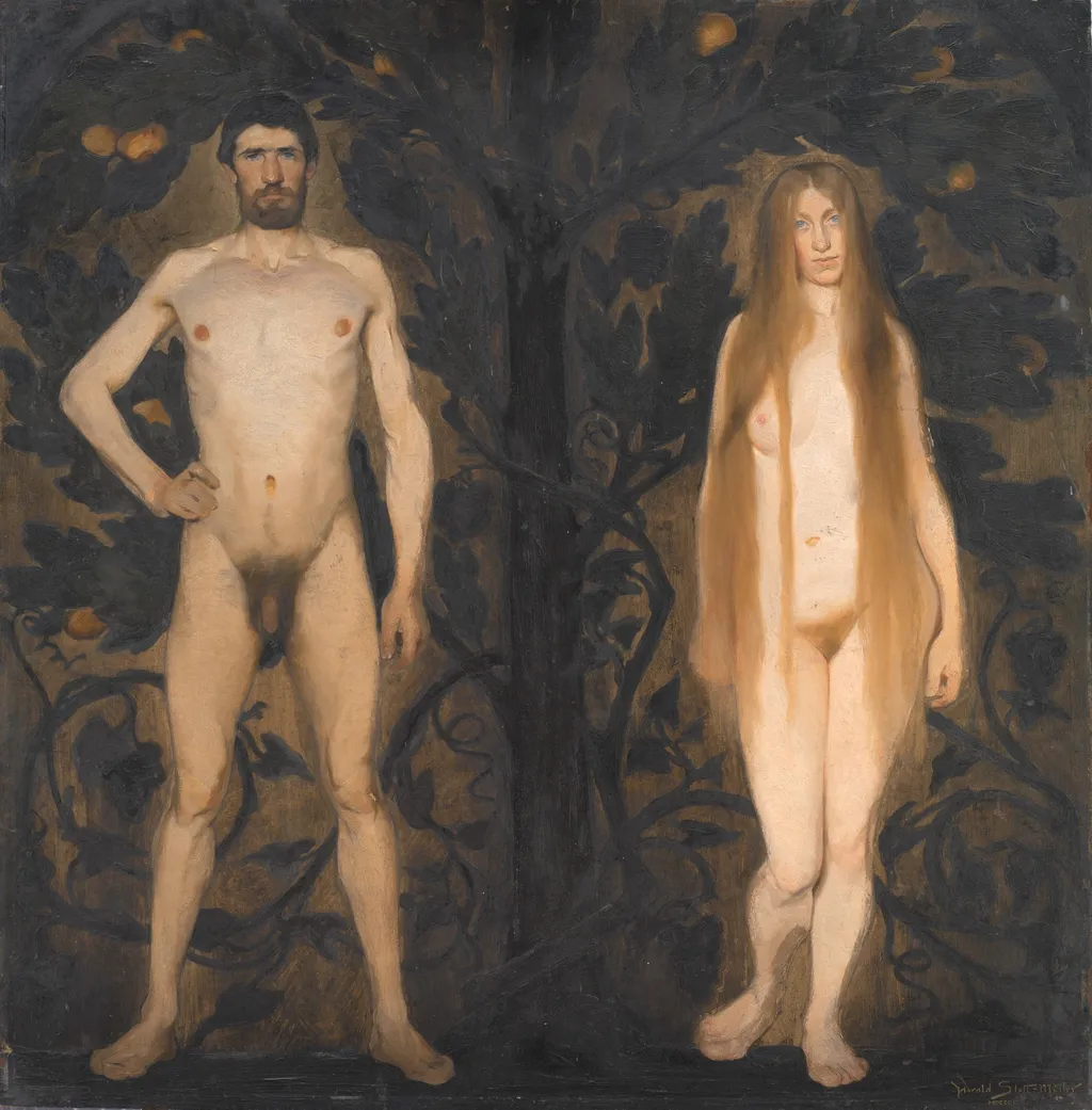 Adam and Eve, by Harald Slott-Møller, oil, 1896