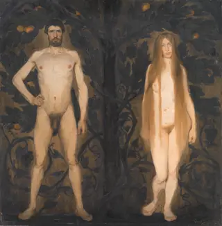 Adam and Eve, by Harald Slott-Møller, oil, 1896