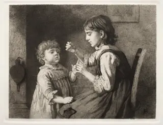 The First Needlework, by Seymour Joseph Guy, 1884