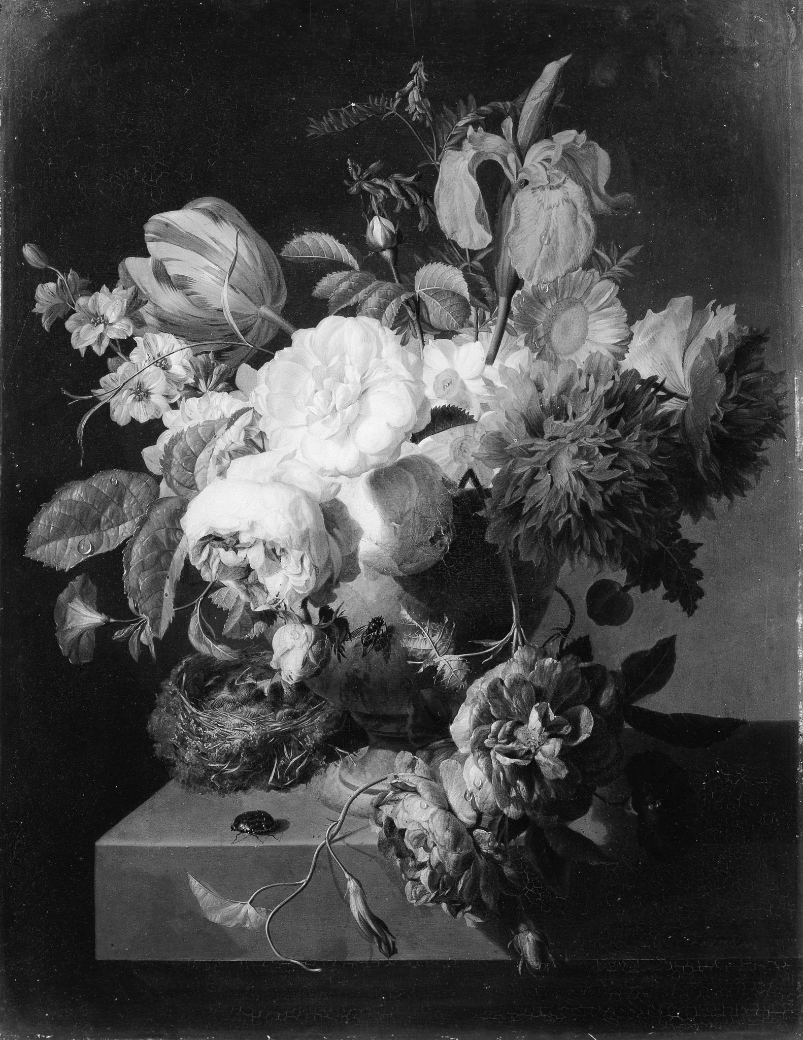 Flowers in a Stone Vase, detail