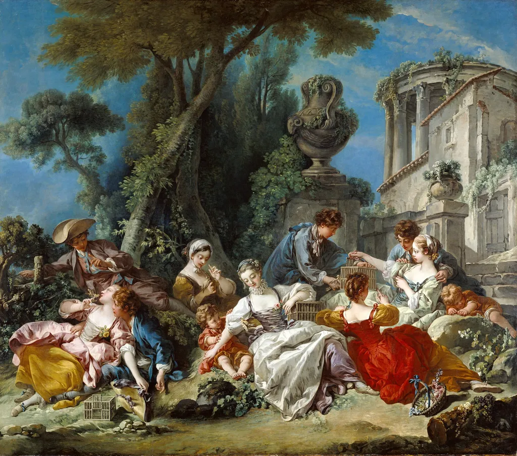The Bird Catchers, by François Boucher, oil, 1748