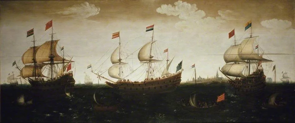 Three Warships off Flushing, detail