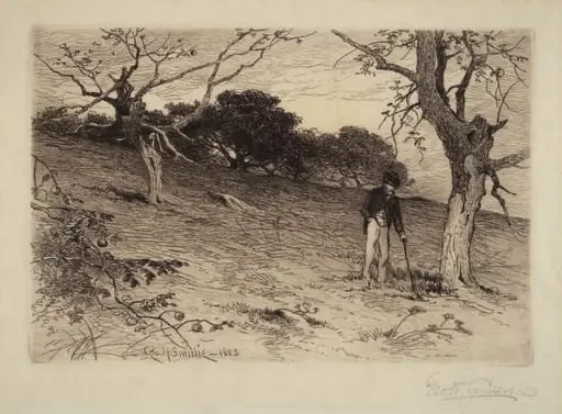 Old New England Orchard, by George Henry Smillie, ink, 1883