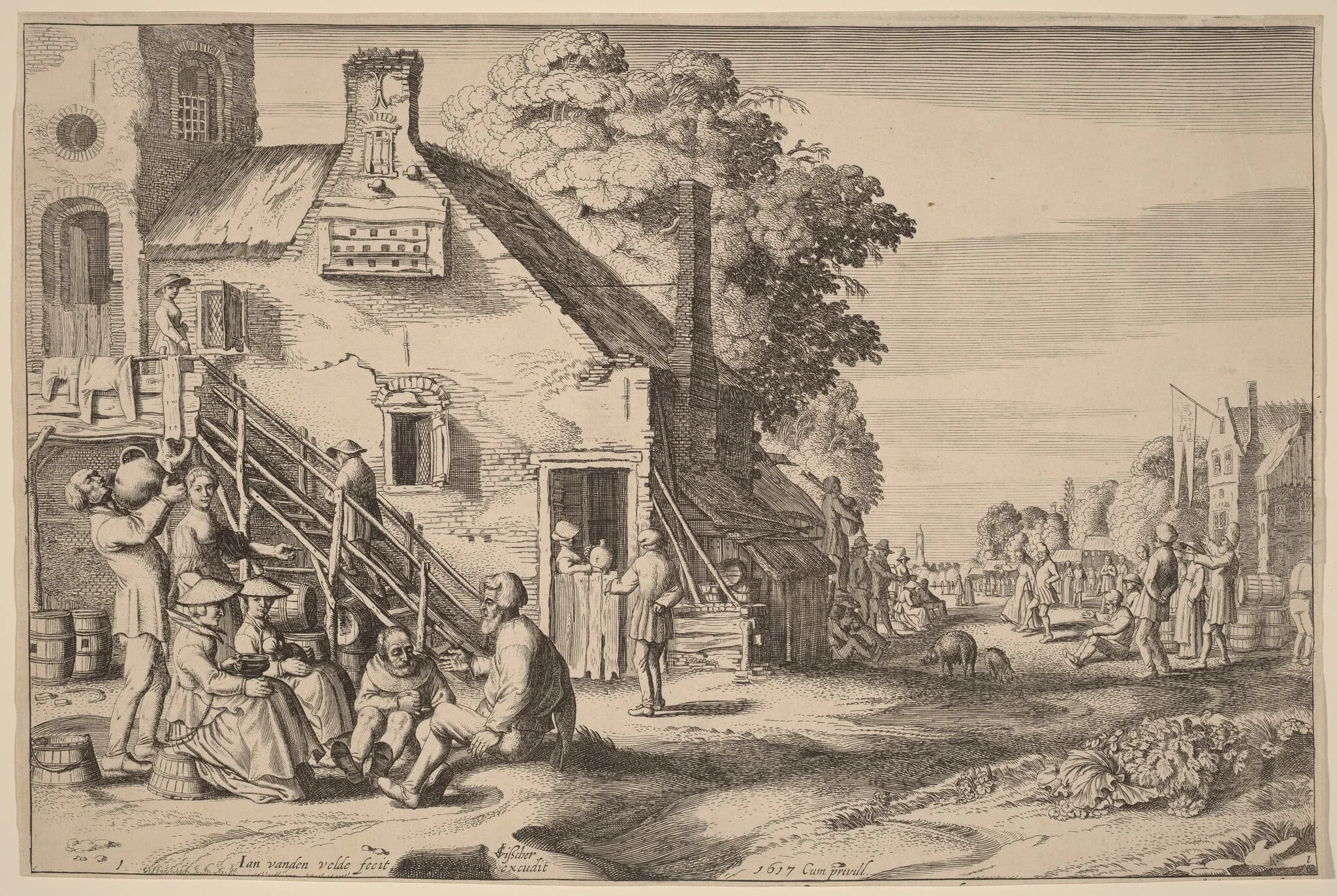 Spring (Village Fair before an Inn), detail