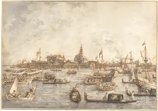 Ascension Day Festival at Venice, by Canaletto, ink