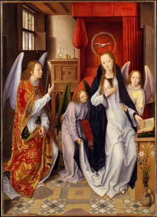 Annunciation, by Hans Memling, oil, 1490