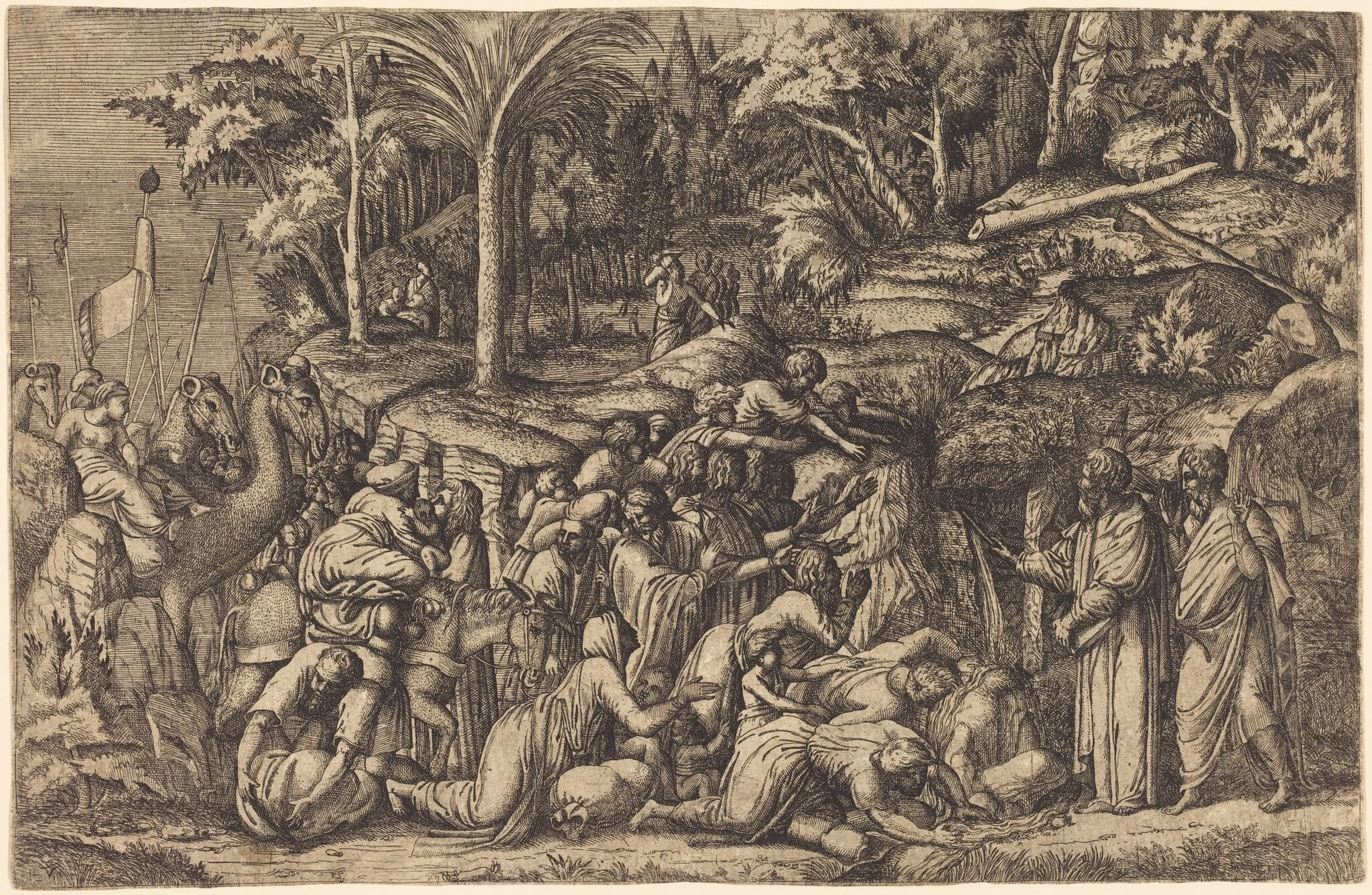 Moses Striking the Rock, detail
