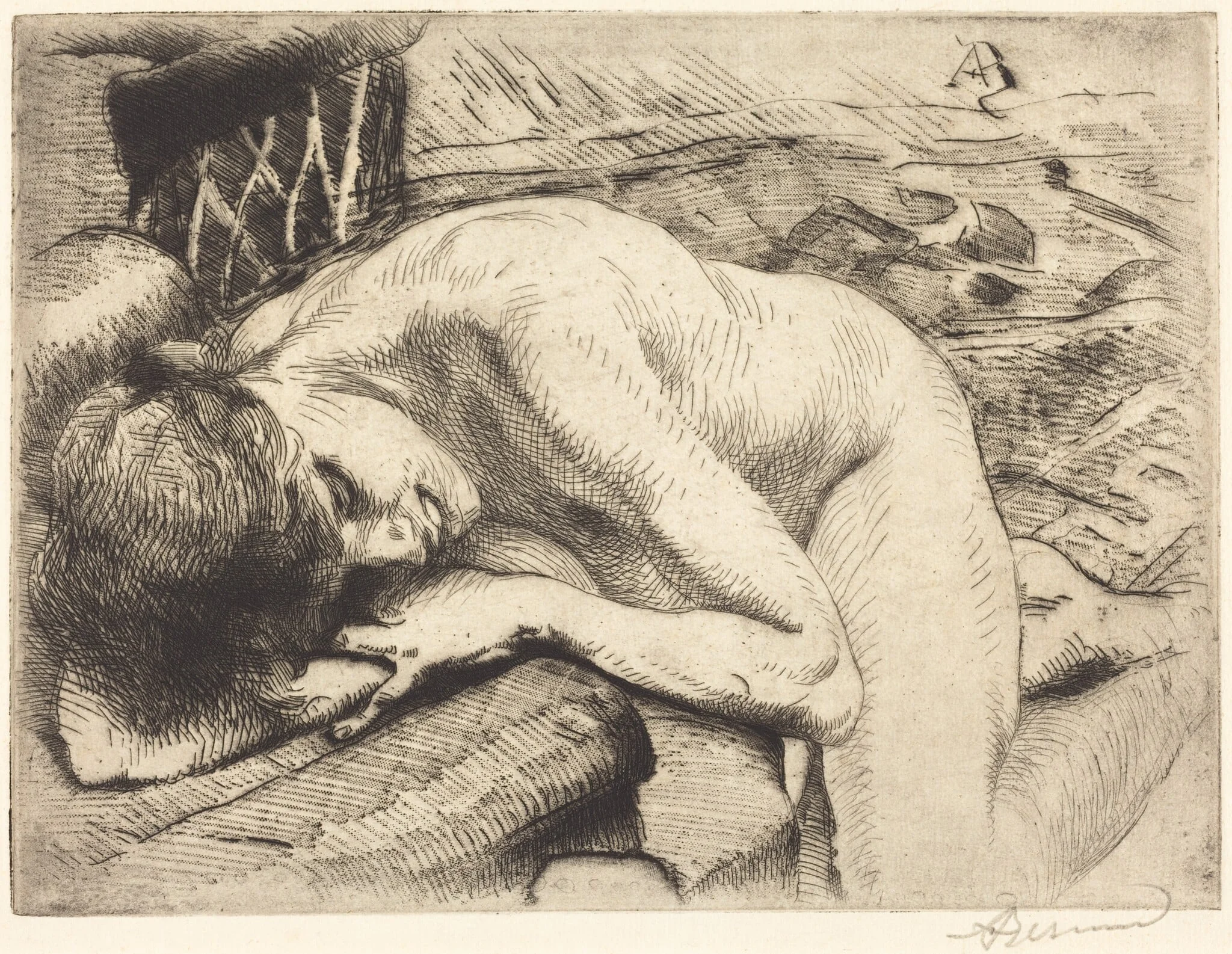 Model Asleep on the Floor (Le modèle endormi à terre), detail