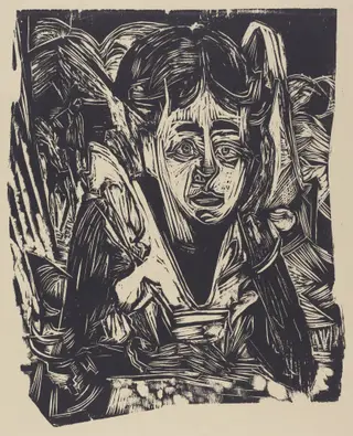 Girl Dreaming, by Ernst Ludwig Kirchner, ink, 1918