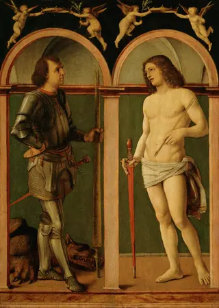 Saint George and Saint Sebastian, by Andrea Solari, unspecified, 1500