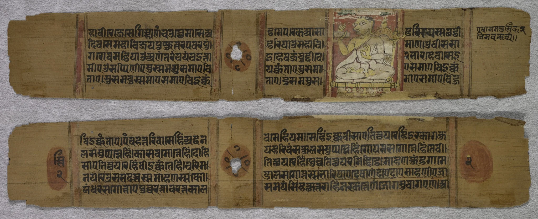 Folio 2, from a Kalpa-sutra: A Monk Preaching (recto); Text (verso), detail