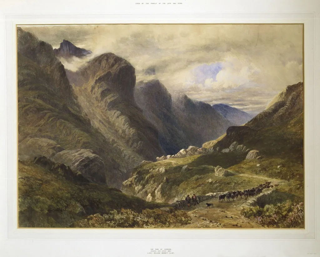 The Pass of Glencoe, by William Bennett, watercolor, 1852