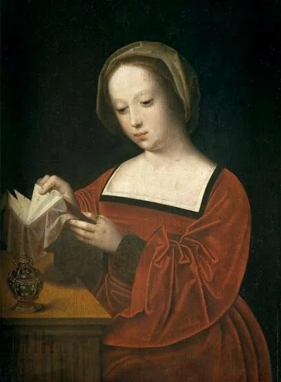 St. Mary Magdalene reading, detail