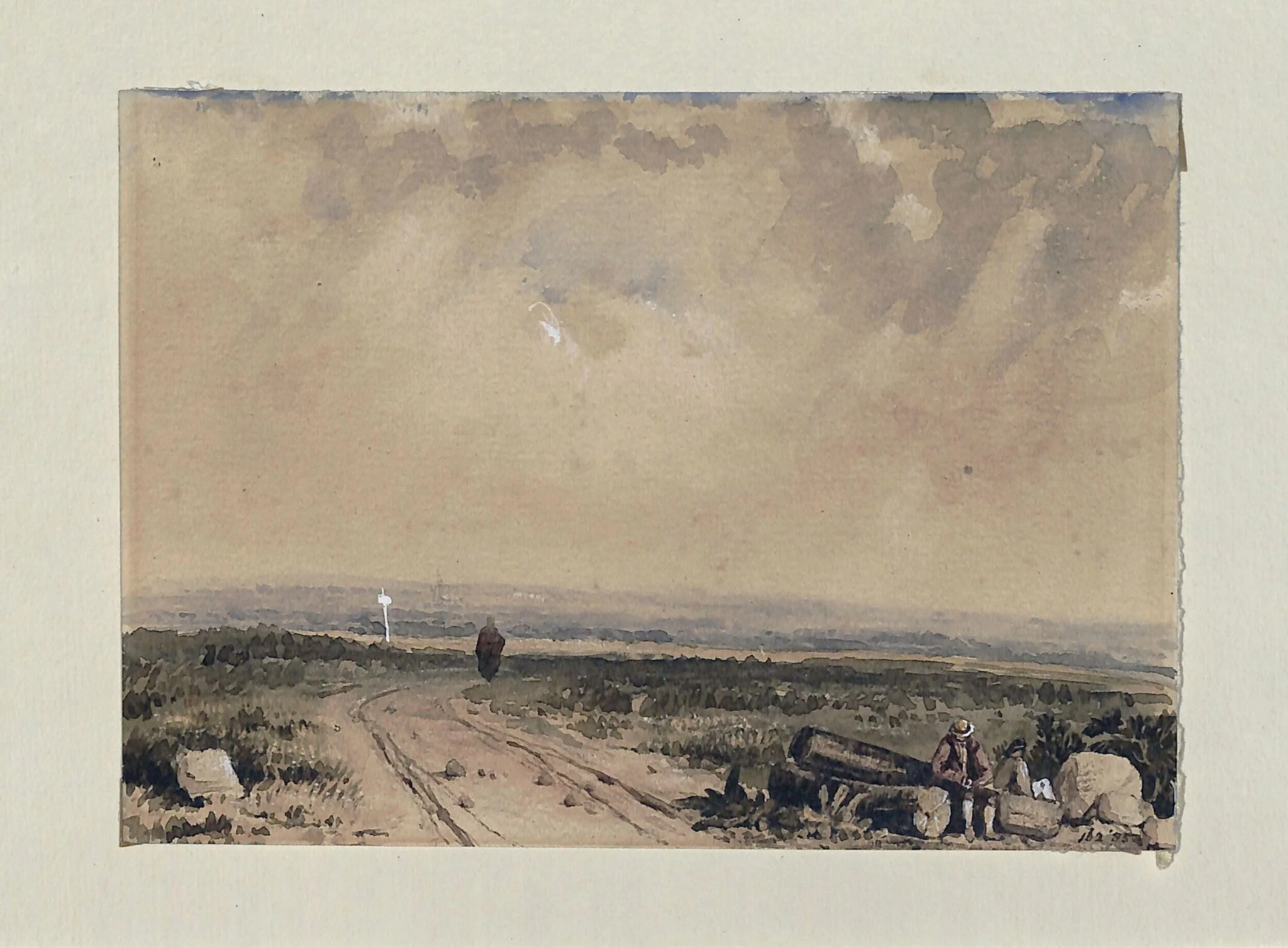 A heath traversed by a winding road, detail