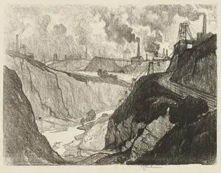 English War Work:  The Iron Mine, by Joseph Pennell, 1916