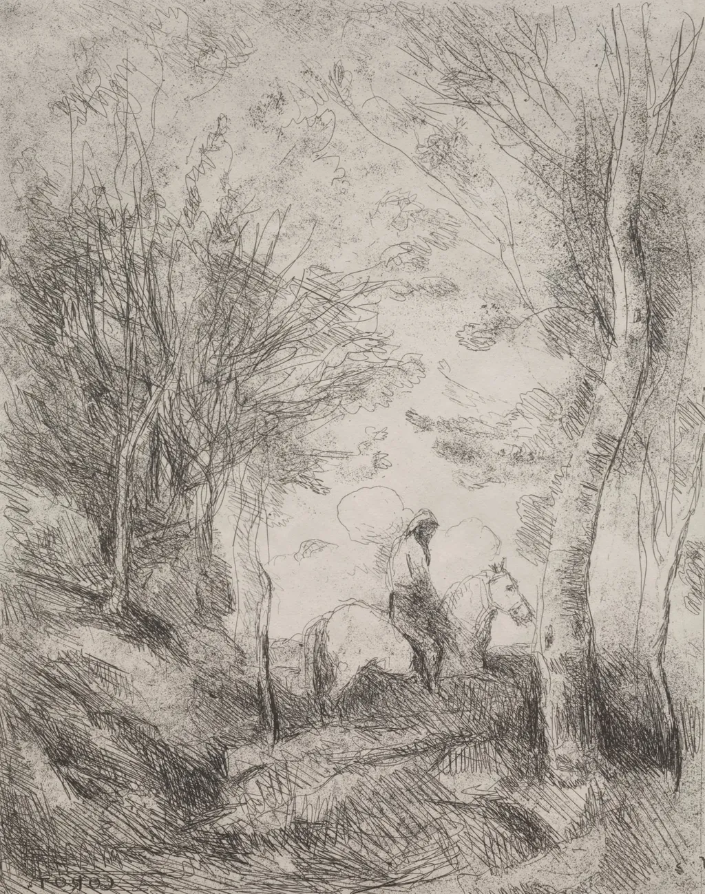 The Great Cavalier in the Wood, by Jean Baptiste Camille Corot, 1854