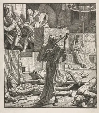 Dance of Death:  Death the Strangler, by Alfred Rethel, 1850