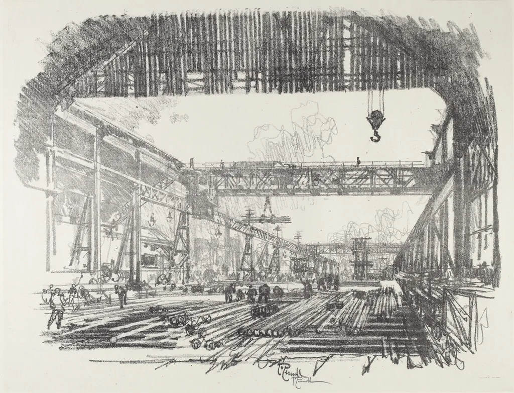 Steel Bars for Shells, by Joseph Pennell, ink, 1916