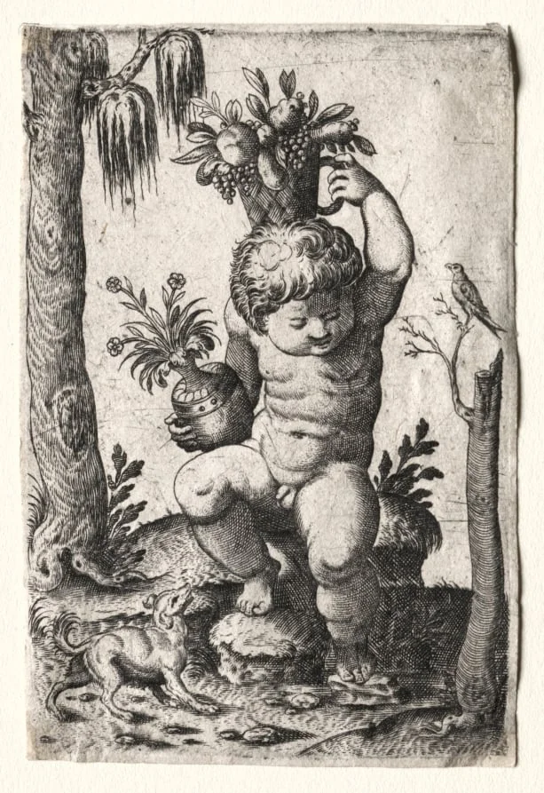 Boy with Fruit Basket, detail
