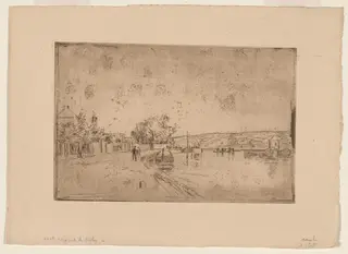 On the Banks of the Loing: The Canal Bank, by Alfred Sisley, ink, 1890