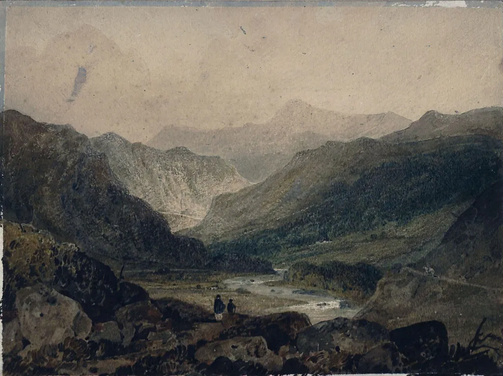 Distant View of Snowdon, by George Holmes, watercolor, 1796