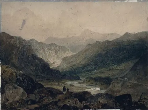 Distant View of Snowdon, by George Holmes, watercolor, 1796