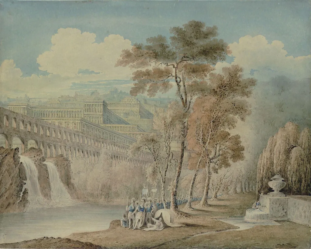 Alexander and Diogenes, by John Martin, watercolor, 1850